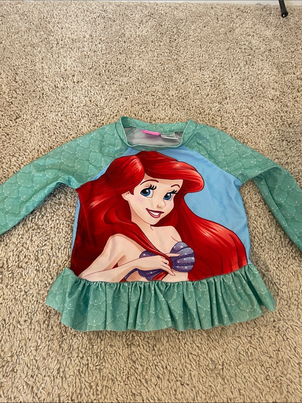 Little Mermaid Ariel Swim Top - Aqua & Red